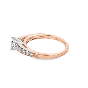 Lady's Rosé/White 18 Karat Milgrain Cathedral Engagement Ring