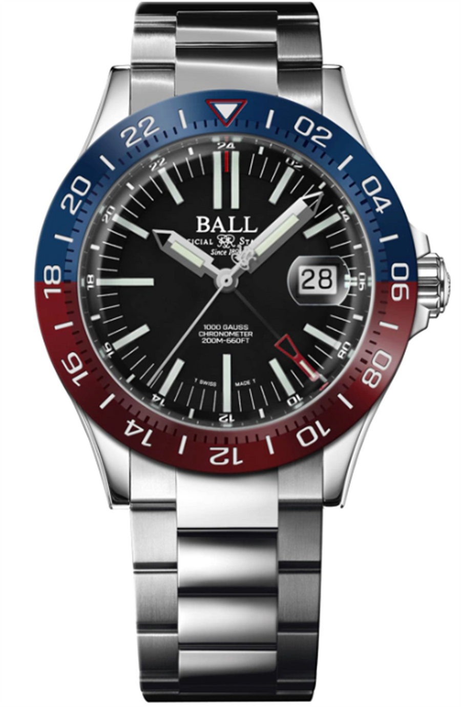 White Stainless Steel/BLK Engineer III Outlier Auto, Chonometer, GMT 4
