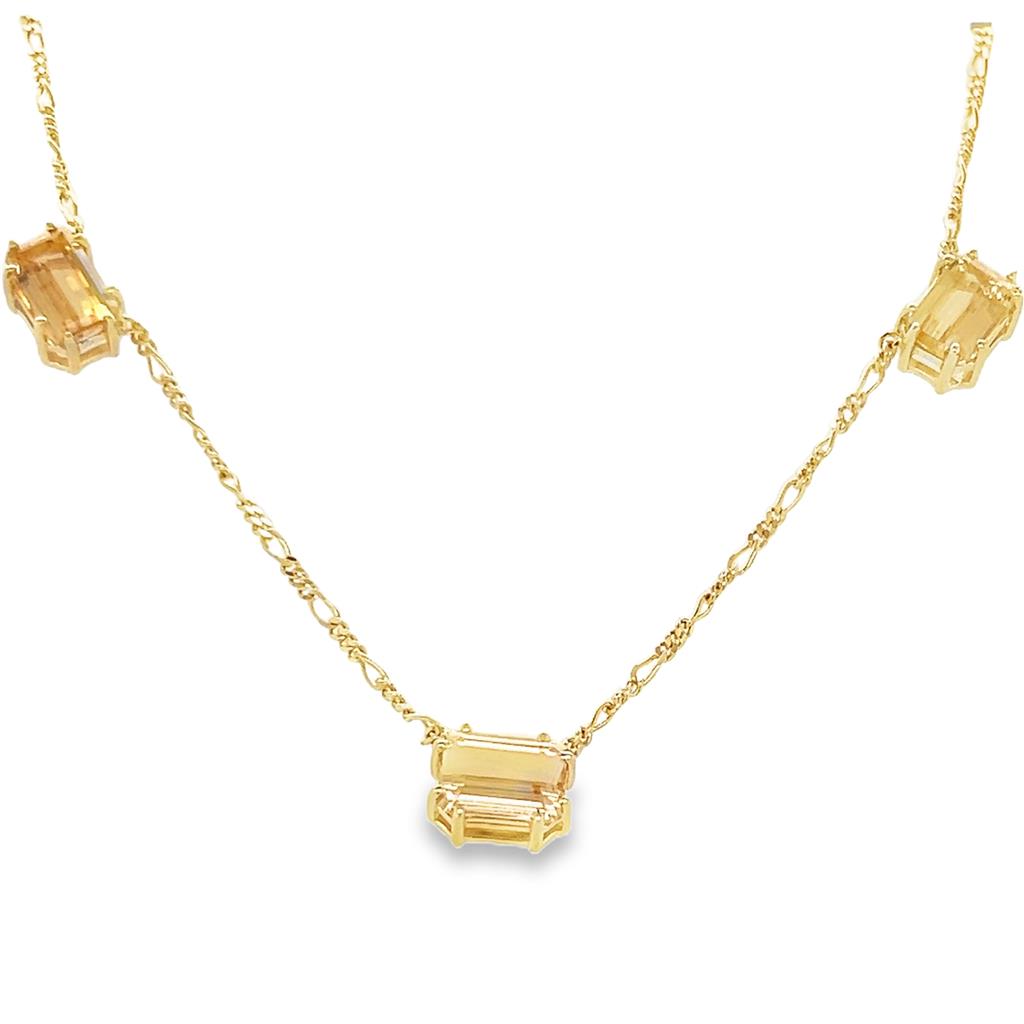 Estate Figaro Chain Imperial Topaz Station Necklace