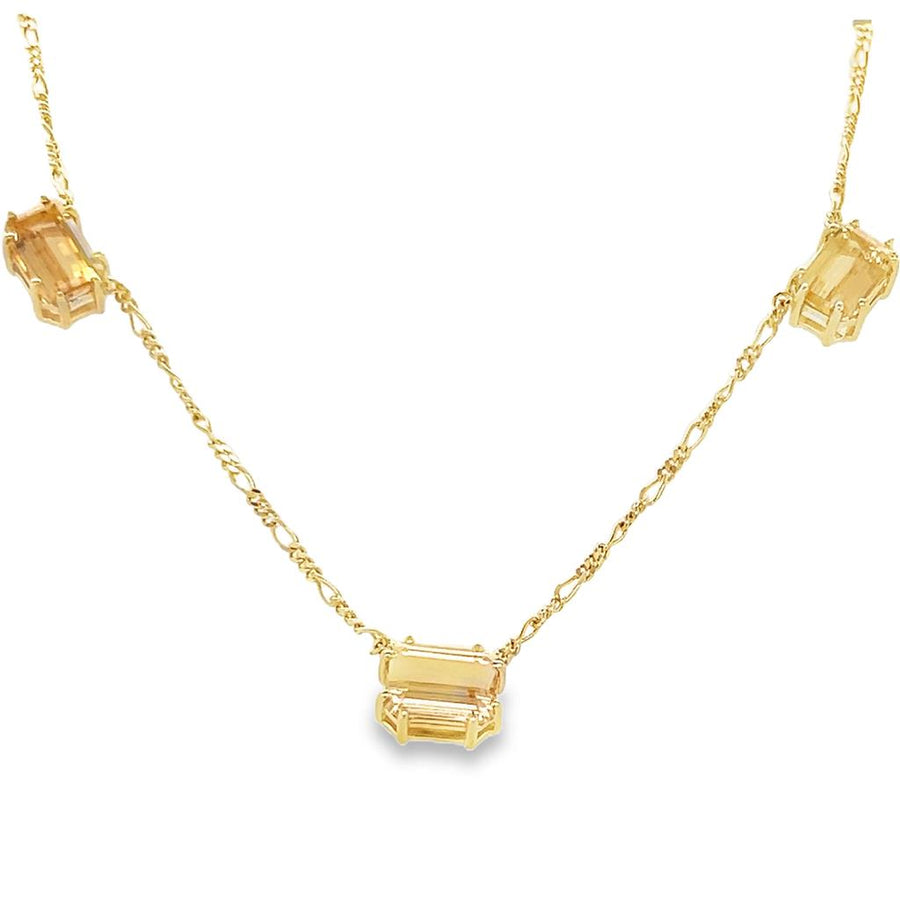 Estate Figaro Chain Imperial Topaz Station Necklace