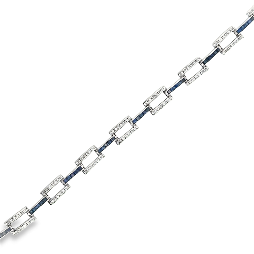 Estate Sapphire & Diamond Panther Link Bracelet