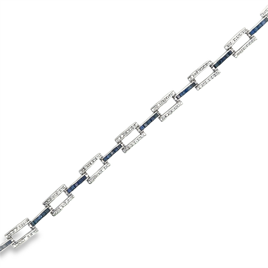 Estate Sapphire & Diamond Panther Link Bracelet