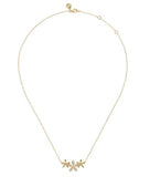 Lady's White 14 Karat Flower Bar Necklace Length 17.5 17 = 0.26tw Roun