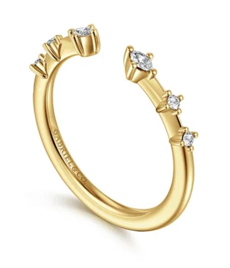 Lady's Yellow 14 Karat Station Open Wedding/Anniversary Ring Size 6.5