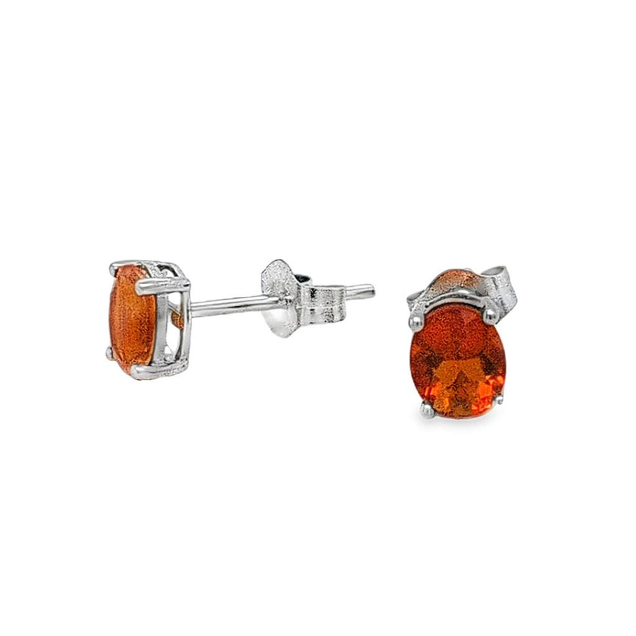 Lady's White 14 Karat 4 Prong Basket Stud Earrings 2 = 0.75TWT Oval Me