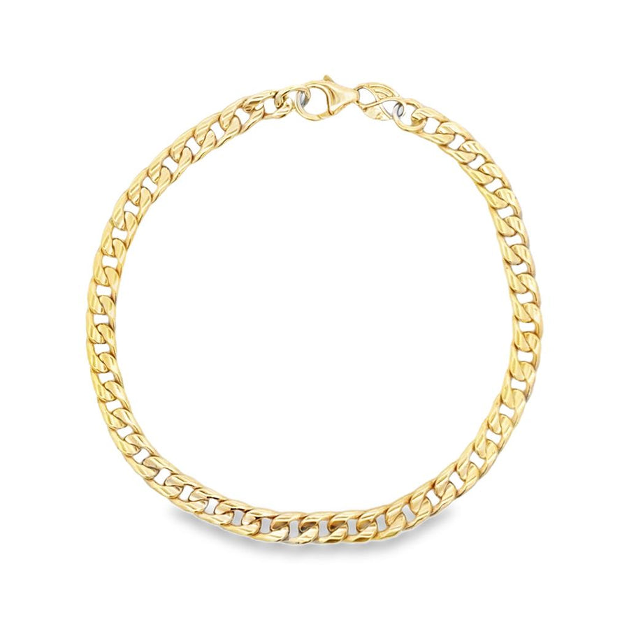 Yellow 14 Karat 4.8mm Cuban Link Bracelet With A Lobster Clasp Estate