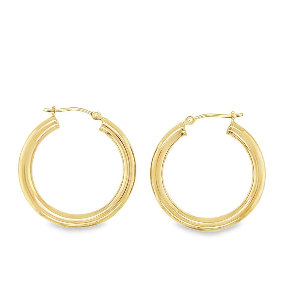 Estate Round Hollow Tube Hoop Earrings