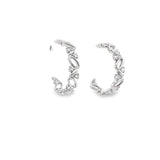 Lady's White Polished 18 Karat Medium Hoop Earrings