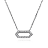 Gabriel & Co. Fashion 14K White Gold Elongated Hexagonal Diamond Pendant Necklace