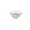 White 14 Karat 3 Cluster Baguette And RBC Diamond Ring Estate Jewelry