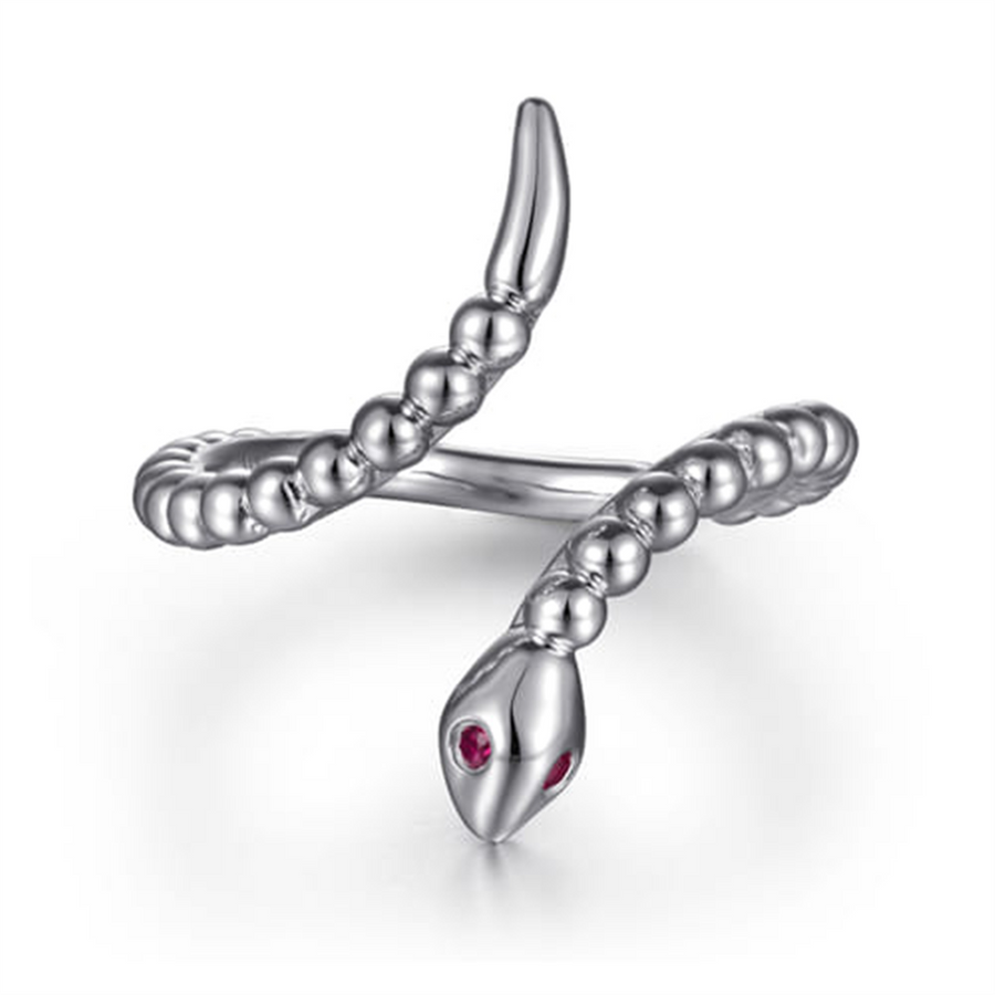 Sterling Silver Snake Bujukan Bypass Ring Size 6.5 With 2 = 0.03Twt Ro