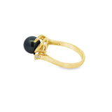Yellow 18 Karat Bypass Estate Jewelry Size 6.75 With One = 7.90X7.90mm