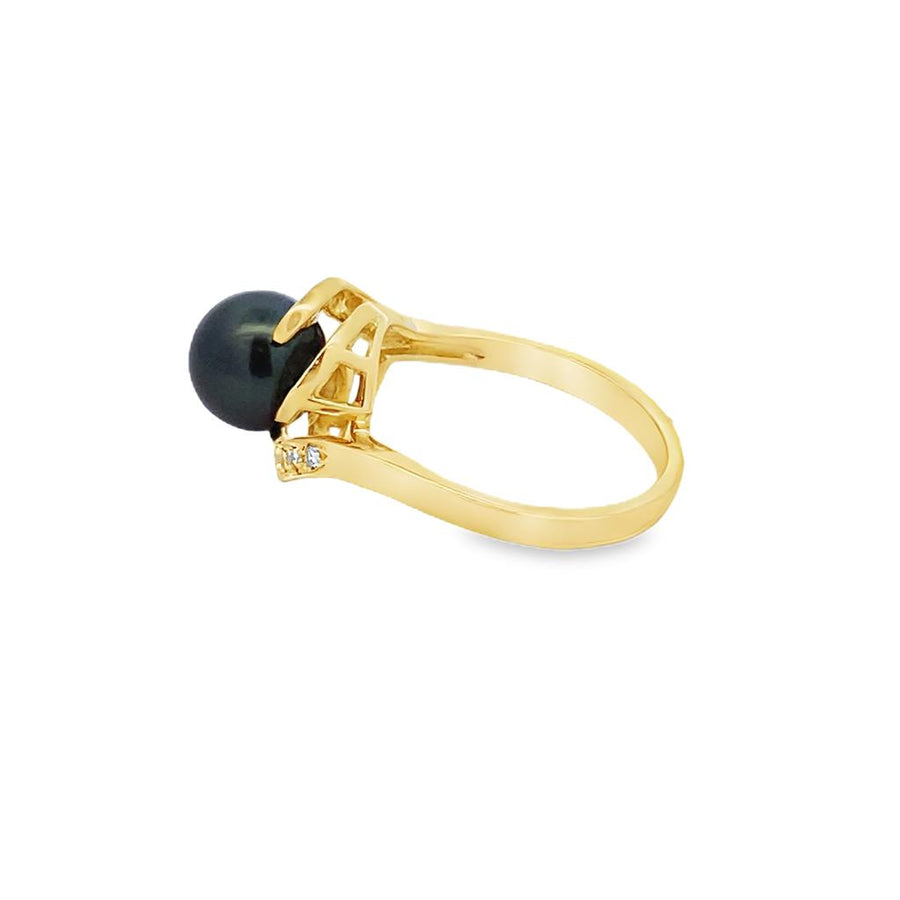 Yellow 18 Karat Bypass Estate Jewelry Size 6.75 With One = 7.90X7.90mm