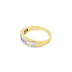 14 Karat Two-Toned Gold Estate Band With 5=0.10Tw Round Diamonds