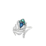 Lady's White 18 Karat Peacock Feather Fashion Ring Size 7 one = 0.37ct