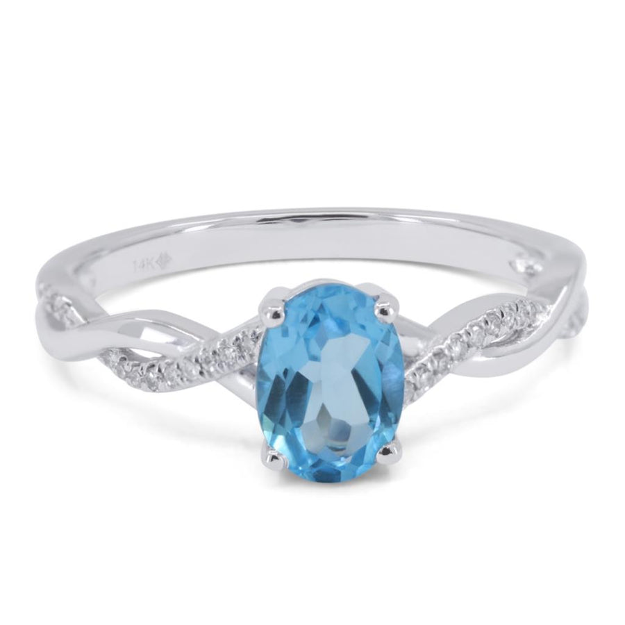 Blue Topaz 14 Karat White Fashion Ring
