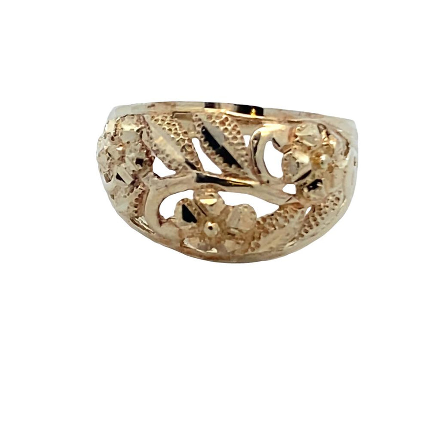 Estate Diamond Cut Floral Dome Band