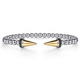 Two-Tone 14 Karat/Sterling Silver Beaded Spear Cuff Bracelet. Size 6 D