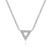 Gabriel & Co. Fashion Open 14K White Gold Diamond Pave Triangle Pendant Necklace