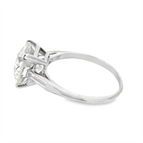 Estate Platinum European and Baguette Diamond Engagement Ring