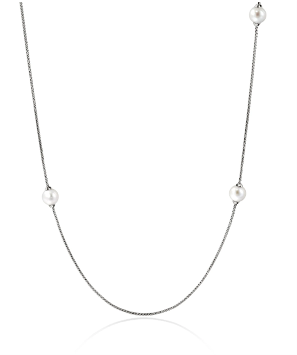 Sterling Silver JH Essentials 1.8mm Pearl Station Necklace John Hardy