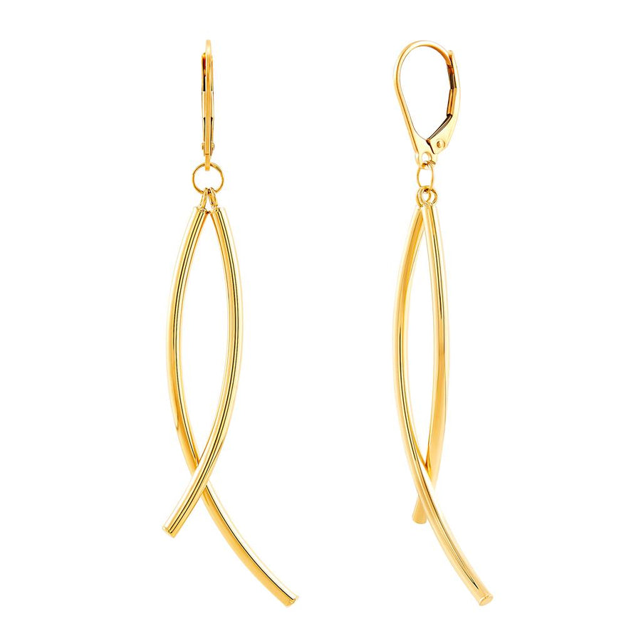 Lady's Yellow 14 Karat Carved Bypass Dangle Earrings
Gram Weight: 2.3