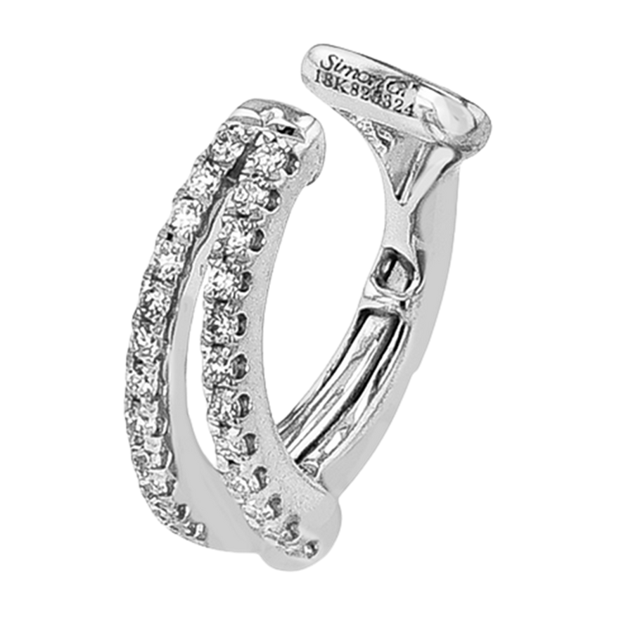 Lady's White 18 Karat Huggie Earrings 24 = 0.07TWT Round Diamonds Desi