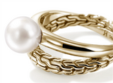 Yellow 14 Karat JH Essential Split Band Pearl Ring John Hardy one 8.00