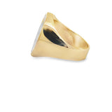 Yellow 14 Karat Gnts.Oval Half Moon Lapis Inlay Ring