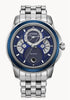 Blue Stainlesssteel Men's Calendrier Day Date Moonphase Watch Strap/Br