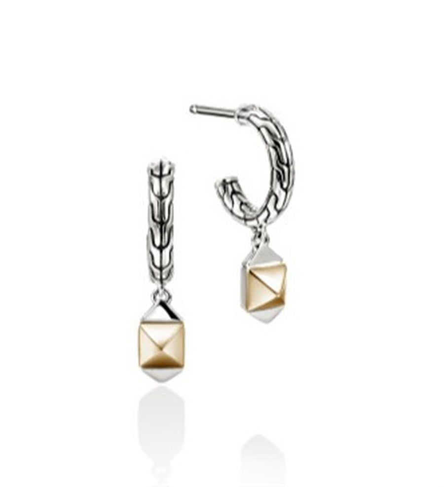 Two-Tone 14K/Sterling Silver Icon Stud 5mm Drop Earrings John Hardy Je