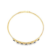 Yellow 14 Karat Bangle Bracelet 7 = 3.14TWT Oval Sapphires
12 = 0.22T