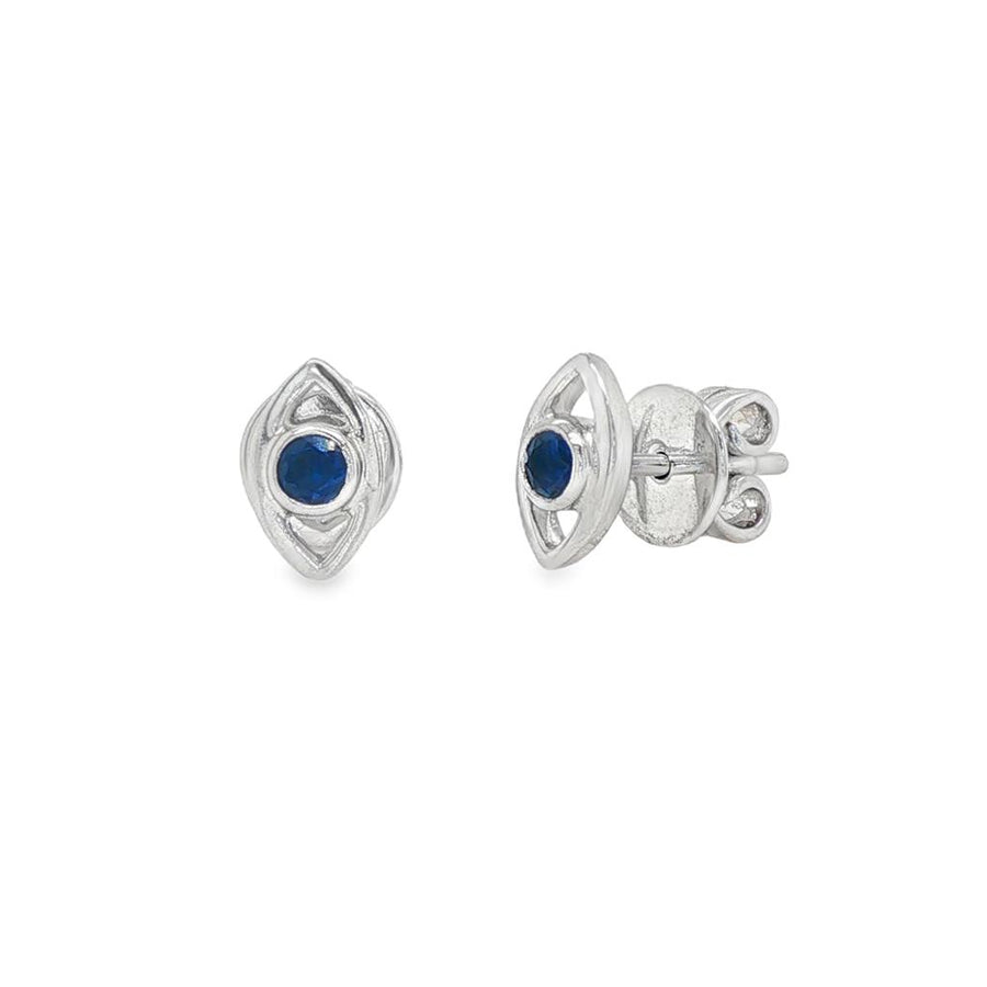 Lady's Sapphire Evil Eye Stud Earrings