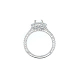 Lady's White 18 Karat Oval Halo Semi-Mount Ring