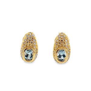 Estate Levian Aquamarine and Diamond Earrings