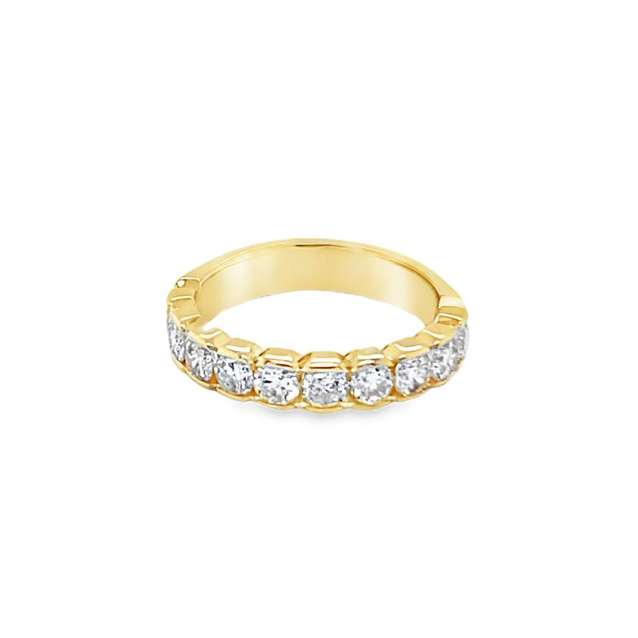 Yellow 14 Karat 4mm Half Bezel Diamond Band Estate Jewelry Size 4 With
