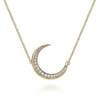 Gabriel & Co. Fashion 14K Yellow Gold Crescent Moon Diamond Pendant Necklace