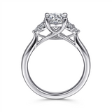 Gabriel & Co. Melia - 14K White Gold Three Stone Cluster Diamond Engagement Ring
