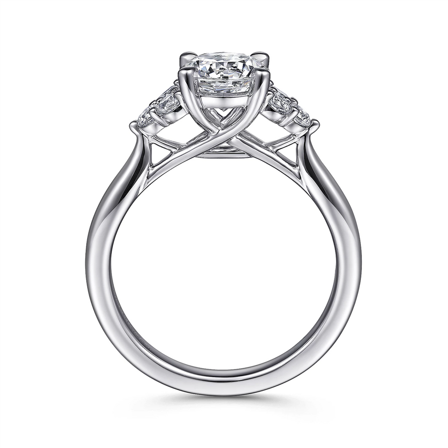 Gabriel & Co. Melia - Three Stone Cluster Diamond Engagement Ring Mounting