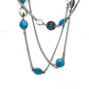 Estate John Hardy Long Station Necklace With Turquoise Enameled Disks