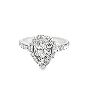 Estate Pear Shape Double Halo Ring