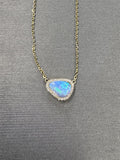 Lady's Yellow 14 Karat Freeform Halo Necklace one = 0.65CT Cabochon Op
