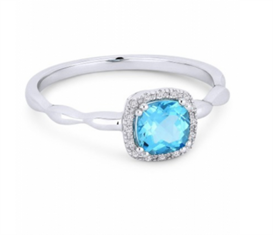 Blue Topaz 14 Karat White Fashion Ring