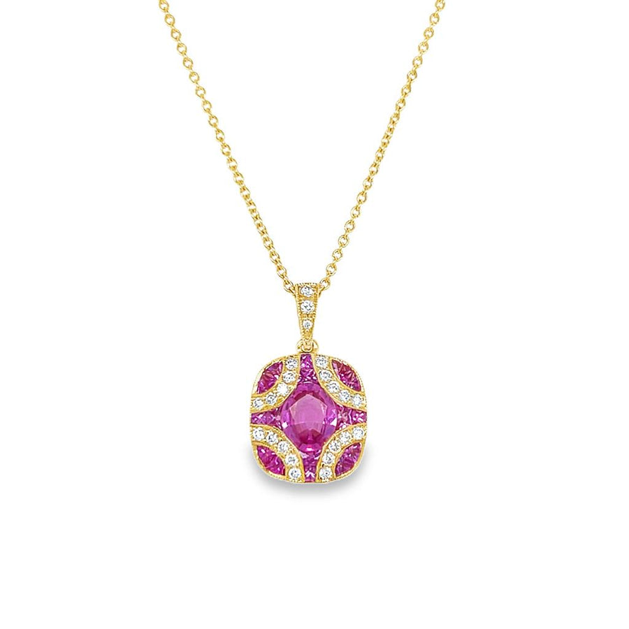 Lady's Yellow 18 Karat Mosaic Shield Pendant Necklace Length 16 = 0.98