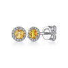 Gabriel & Co. Fashion 14K White Gold Halo Citrine and Diamond Stud Earring