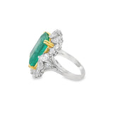 Two-Tone Platinum/18Kt Natural Emerald Cut Emerald With Pear Shape Dia