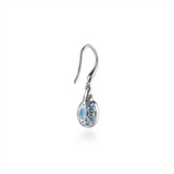 Lady's Two-Tone Sterling Silver/14 Karat Bezel Set Oval Drop Earrings