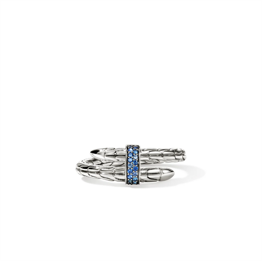 Sterling Silver Spear Single Wrap Ring John Hardy = Round Sapphires, S