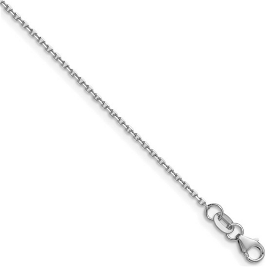 White 18 Karat Diamond Cut 1.3mm Solid Cable Chain Chain Length 20 Gra