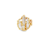 Yellow 14 Karat Wide Band With 3 Elongated Tennessee Pearls Estate Jew